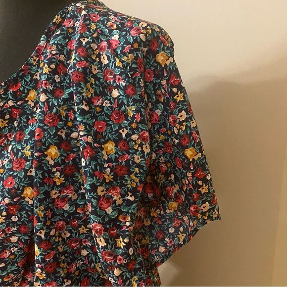 Emery Rose Shein Floral Midi Dress Black Red Yellow 2X - Picture 7 of 10